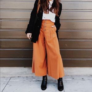 High waisted cropped wide leg pants